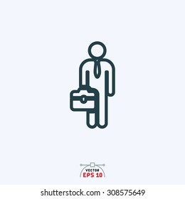 Flat icon of business man.