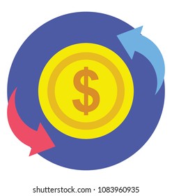 
Flat icon of business turnover.
