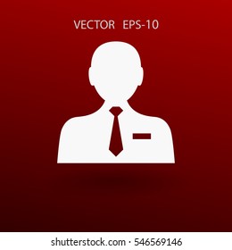 Flat icon of businessman. vector illustration