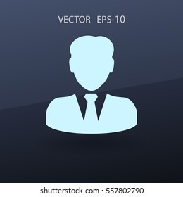 Flat icon of businessman. vector illustration