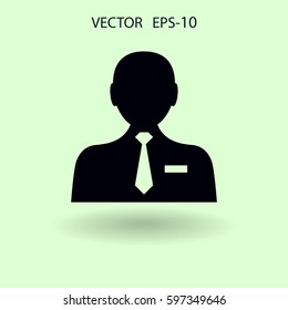 Flat Icon of Business Man. Vektorgrafik