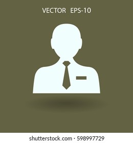 Icono plano del hombre de negocios. ilustración vectorial