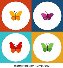 Flat Icon Butterfly Set Of Archippus, Milkweed, Monarch And Other Vector Objects. Also Includes Archippus, Butterfly, Monarch Elements.