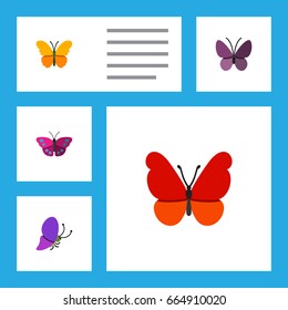 Flat Icon Butterfly Set Of Archippus, Summer Insect, Monarch And Other Vector Objects. Also Includes Archippus, Butterfly, Moth Elements.