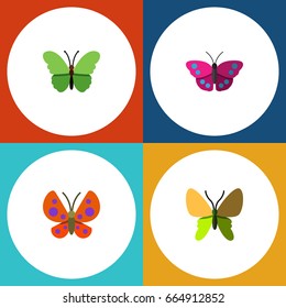 Flat Icon Butterfly Set, Archippus, Moth And Other Vector Objects. 
