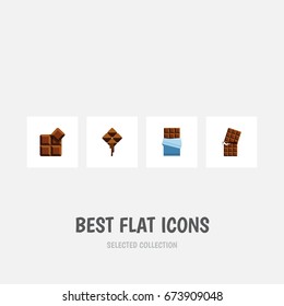 Flat Icon Cacao Set Of Delicious, Wrapper, Bitter And Other Vector Objects. Also Includes Chocolate, Wrapper, Cocoa Elements.