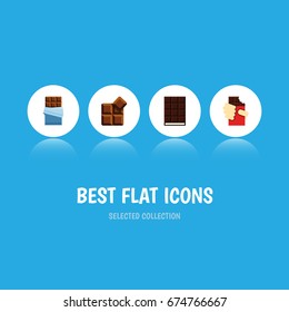 Flat Icon Cacao Set Of Dessert, Bitter, Cocoa And Other Vector Objects. Also Includes Shaped, Delicious, Chocolate Elements.