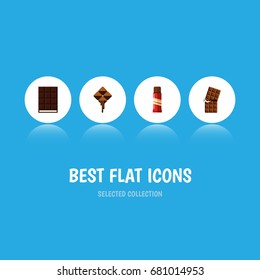 Flat Icon Cacao Set Of Dessert, Delicious, Wrapper And Other Vector Objects. Also Includes Wrapper, Dessert, Cocoa Elements.