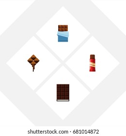 Flat Icon Cacao Set Of Sweet, Dessert, Delicious And Other Vector Objects. Also Includes Chocolate, Dessert, Bitter Elements.