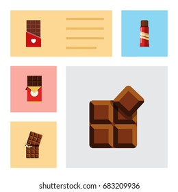 Flat Icon Cacao Set Of Sweet, Wrapper, Cocoa And Other Vector Objects. Also Includes Cocoa, Dessert, Sweet Elements.