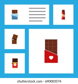 Flat Icon Cacao Set Of Sweet, Wrapper, Bitter And Other Vector Objects. Also Includes Bitter, Dessert, Shaped Elements.