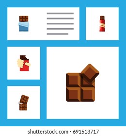Flat Icon Cacao Set Of Sweet, Wrapper, Bitter And Other Vector Objects. Also Includes Chocolate, Dessert, Bitter Elements.