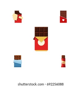 Flat Icon Cacao Set Of Sweet, Shaped Box, Bitter And Other Vector Objects. Also Includes Bitter, Confection, Sweet Elements.