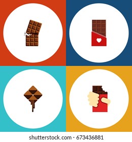 Flat Icon Cacao Set Of Wrapper, Chocolate, Delicious And Other Vector Objects. Also Includes Delicious, Bitter, Shaped Elements.