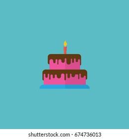 Flat Icon Cake Element. Vector Illustration Of Flat Icon Pastry Isolated On Clean Background. Can Be Used As Cake, Pastry And Candle Symbols.