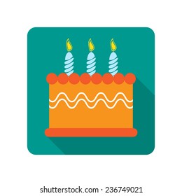 Flat icon with cake and shadow. eps10