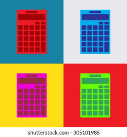 flat icon calculator icon isolated on colorful background, illustration, vector