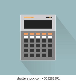 Flat icon of calculator with Long Shadow