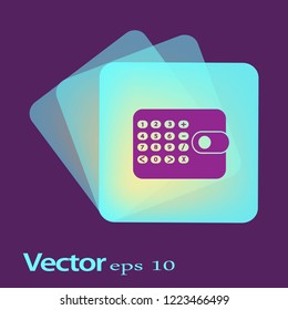 Icono plano. Calculadora en el bolso. Negocios y finanzas.