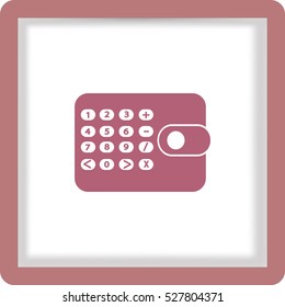 Icono plano. Calculadora en el bolso. Negocios y finanzas.