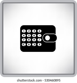 Flat icon. Calculator on the purse. Business and Finance.