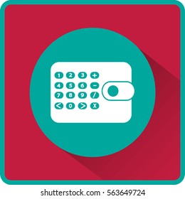 Flat icon. Calculator on the purse. Business and Finance.