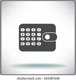 Flat icon. Calculator on the purse. Business and Finance.