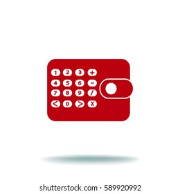 Flat icon. Calculator on the purse. Business and Finance.