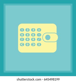 Flat icon. Calculator on the purse. Business and Finance.