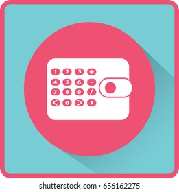 Flat icon. Calculator on the purse. Business and Finance.
