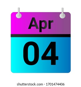 Flat icon calendar 04th of April solated on gray background. Vector illustration.