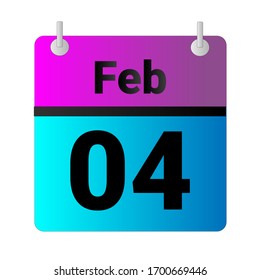 Flat icon calendar 04th of February solated on gray background. Vector illustration.
