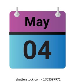 Flat icon calendar 04th of May solated on gray background. Vector illustration.