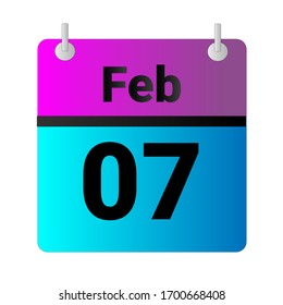 Flat icon calendar 07th of February solated on gray background. Vector illustration.

