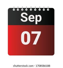 Icono plano 07 de septiembre indicado con rojo y negro. Ilustración vectorial.