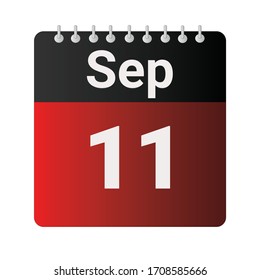 Icono plano 11 de septiembre indicado con rojo y negro. Ilustración vectorial.