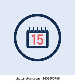 Flat icon calendar 15th isolated vector 