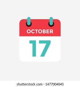 Flat icon calendar 17 October. Date, day and month. Vector illustration.