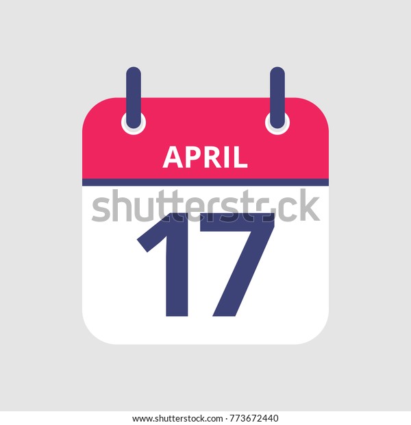 Flat Icon Calendar 17th April Isolated Stock Vector Royalty Free