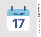 Flat icon calendar 17th of January isolated on gray background. Vector illustration.