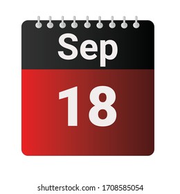 Icono plano 18 de septiembre indicado con rojo y negro. Ilustración vectorial.