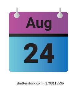 Icono plano 24 de agosto Indicado con morado, azul y negro. Ilustración vectorial.