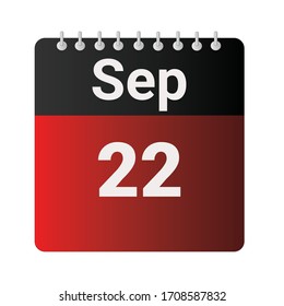 Icono plano 22 de septiembre indicado con rojo y negro. Ilustración vectorial.