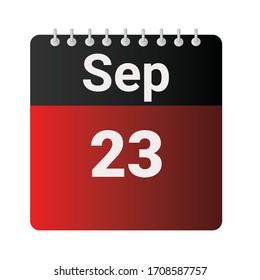 Icono plano 23 de septiembre indicado con rojo y negro. Ilustración vectorial.