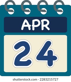 Flaches Symbol Kalender 24 vom April Datum, Tag und Monat. Vektorgrafik . Blaugrün-Farbbanner. 24. April 2010