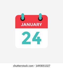 Flat icon calendar 24 January. Date, day and month. Vector illustration.