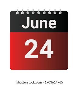 Icono plano 24 de junio aislado en fondo gris. Ilustración vectorial.