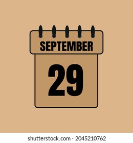 Flaches Icon Kalender, 29. September. Datum, Tag und Monat. Vektorgrafik.