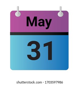 Flat icon calendar 31st of May solated on gray background. Vector illustration.