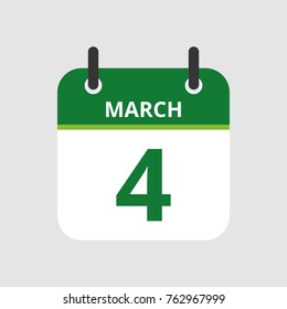 Flat icon calendar 4th of March isolated on gray background. Vector illustration.